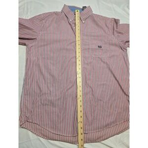 Chaps Est. 1978 Men's L/G Long Sleeve Button Down Shirt Red/White‎ Striped(READ)